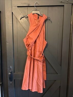 RACHEL Rachel Roy One-Shoulder Rust-Orange Wrap Dress